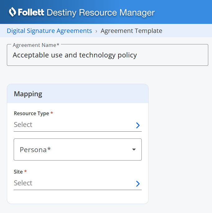 Step 2 of creating a digital signature agreement.
